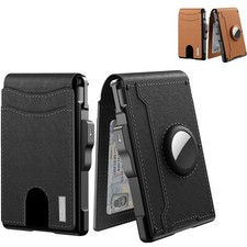 Men's Slim Leather Wallet with Pop up Aluminum Case Money Clip RFID Blocking