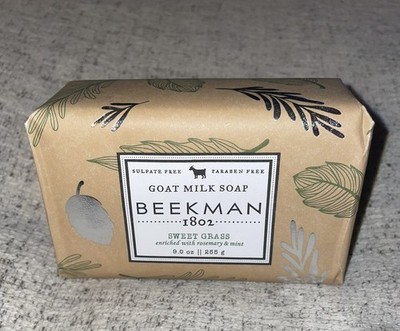 NEW Beekman 1802 Goat Milk Bar Soap SWEET GRASS 9oz rare