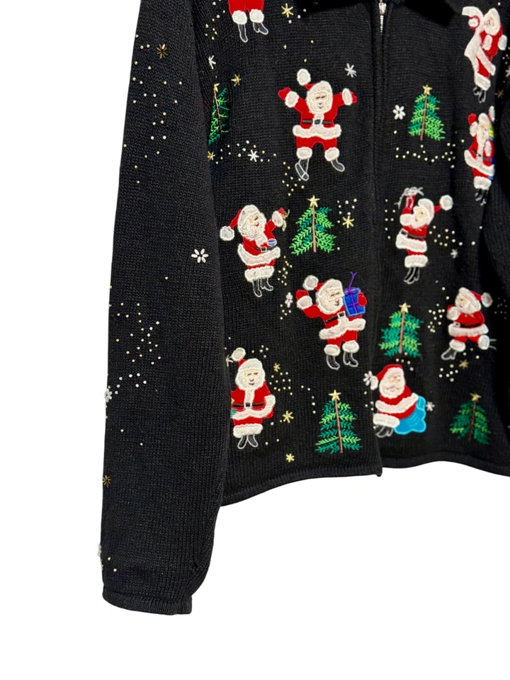 Винтажный дизайн оригиналы студии уродливый Рождество Санта молнии кардиган свитер XL праздничный - Изображение 3 из 4