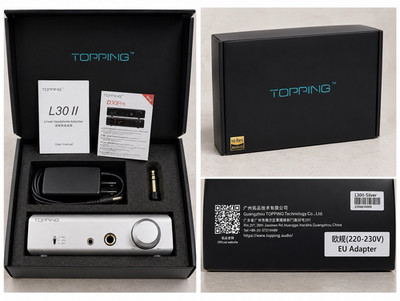 TOPPING L30 II Silver Class AB 2-Ch Hi-Res Headphone Amp RCA 220-230V