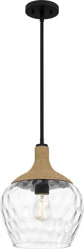 Royer Coastal Mini Pendant Light with Clear Glass and Rope Detail - Picture 1 of 9