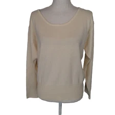 Nancy Heller Women's Pullover SILK  Cashmere Sweater Size L CREAM vtg