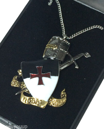 Masonic Knights Templar Pendant With Chain, Non Nobis Domine Talisman *SALE* - Picture 1 of 1