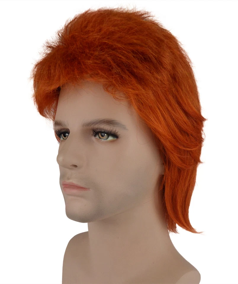 男式标志性 David Bowie 假发 | 80 年代摇滚明星橙色头发假发角色扮演 — 第 2/4 张图片