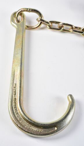 Long Shank J Hook Tow Chain 5/16" x 10' w RTJ Cluster & Grab Hook 4700 lbs WLL - Picture 3 of 6