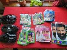 Huge Halloween Costume Accessory Lot Masks Beards Mustaches