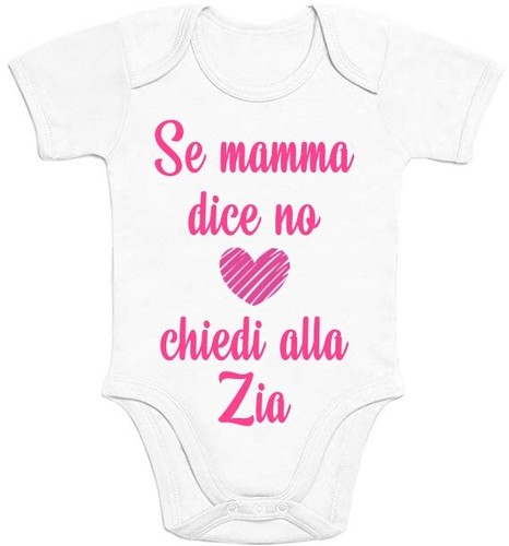 Festa Della Mamma Neonato Body Neonato Divertente - Se Mamma Dice No Zio Dirà Si - 100% Cotone
