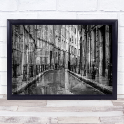 Creative Edit reflektierende Straße schwarz-weiß Gebäude Wandkunstdruck