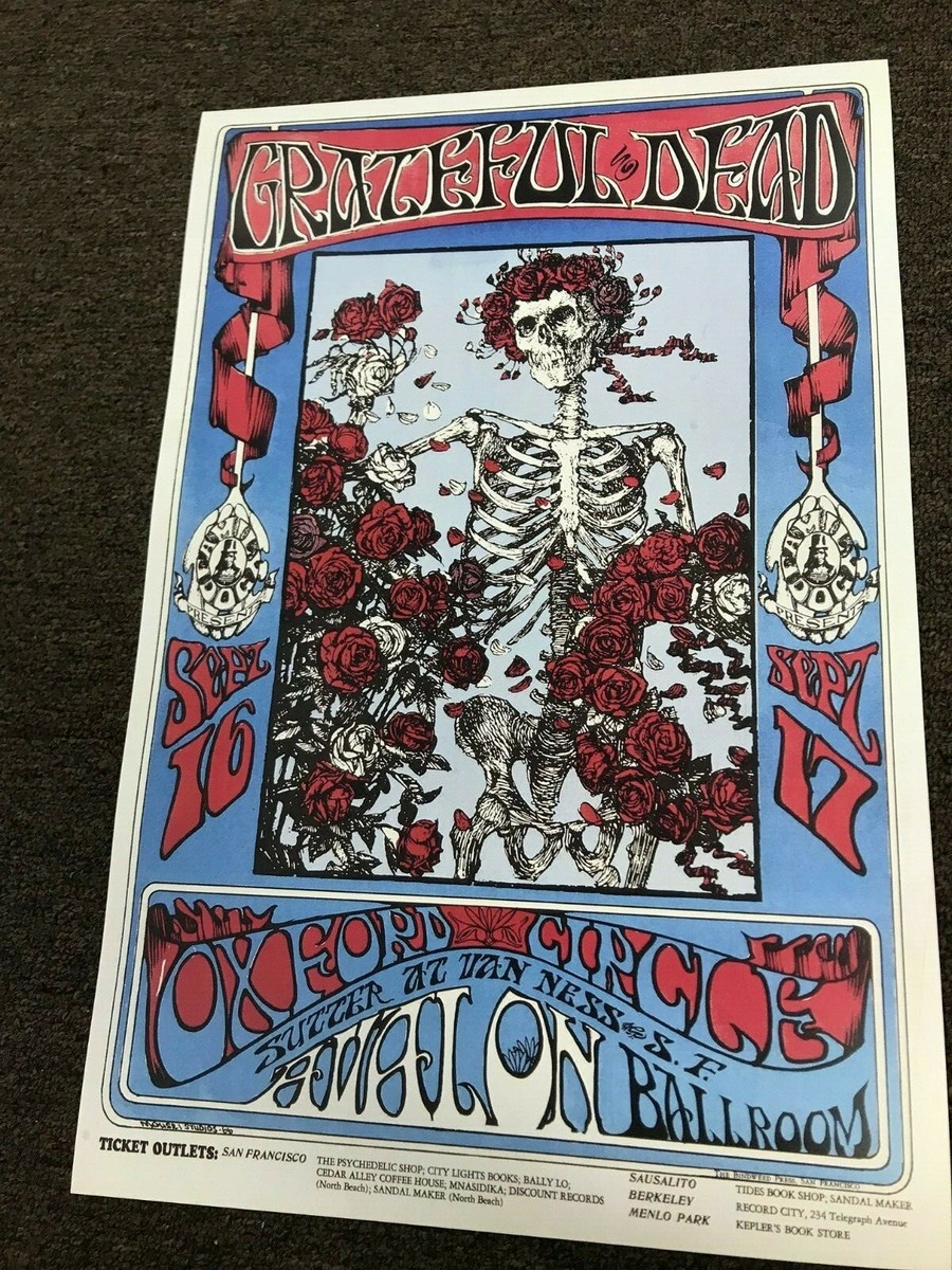 Grateful Dead 1966 Avalon Ballroom Oxford Cardstock Concert Poster