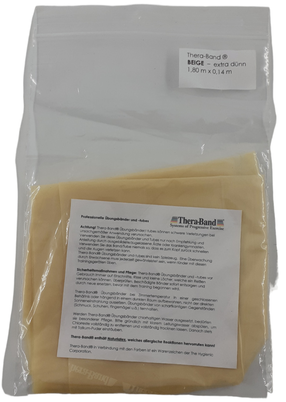 Thera-Band® Übungsband BEIGE, extra dünn, Länge 1,80m Theraband Teraband