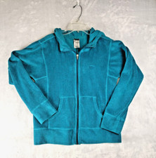 Patagonia Jacket Womens Medium Fleece Hooded Aqua Full Zip Long Sleeve