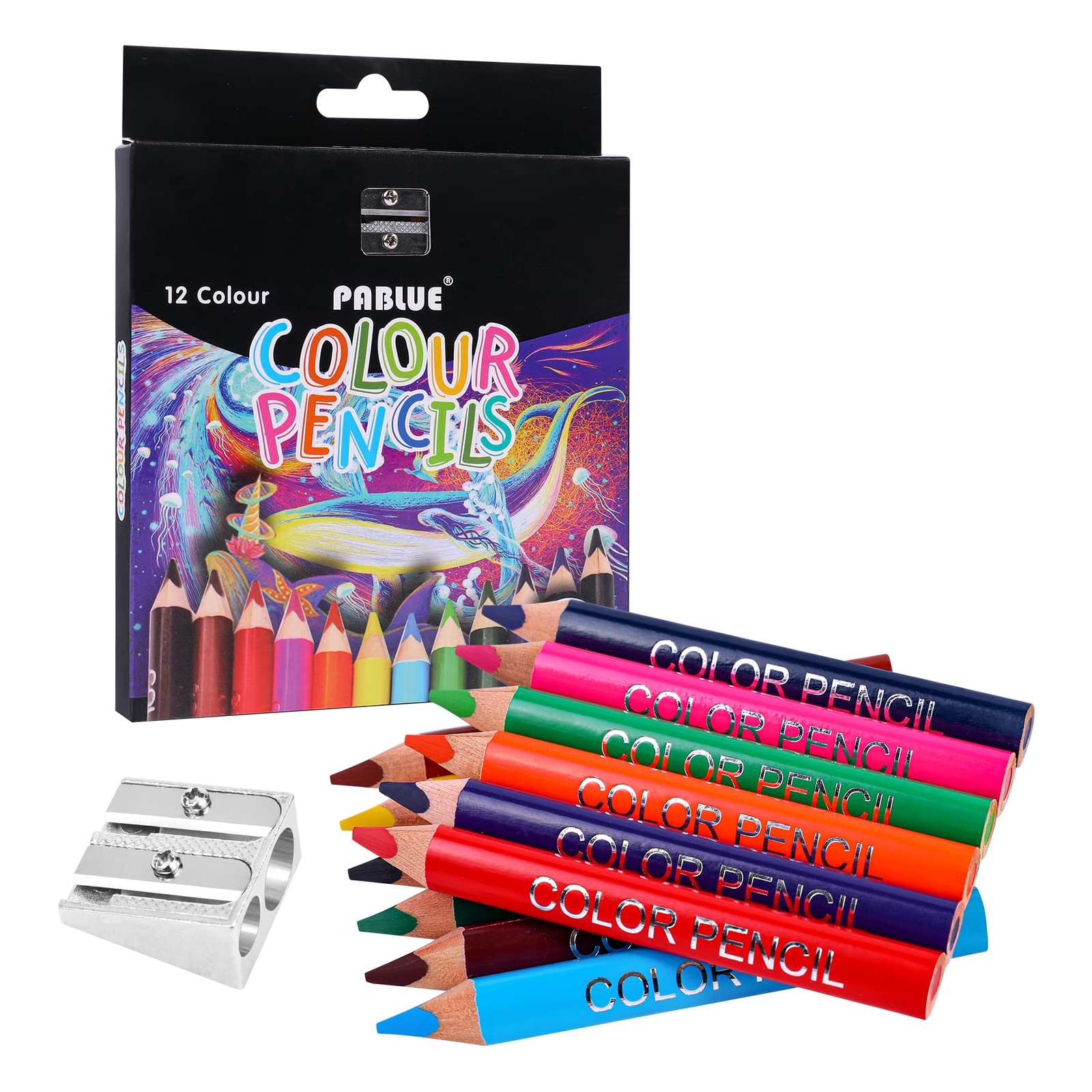 Short Fat Pre-sharped Colored Pencils With Pen...