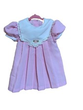 Vtg 90 s 24 Mths Toddler Girls Dress Babydoll Style Pleated Rose Floral Flounce