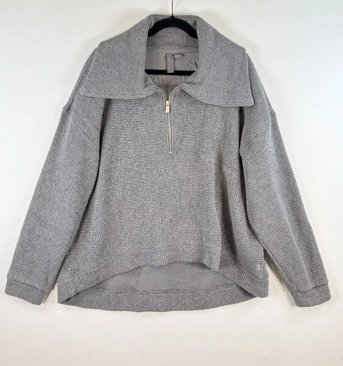 sweaty-betty restful boucle half zip oversized pullover sweatshirt