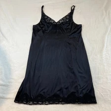 MINT ELEGANT BLACK BALI mega LACE  NYLON full slip gown dress Size 40
