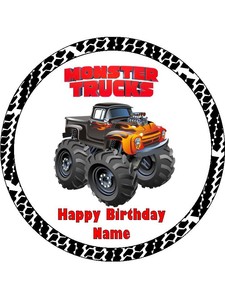 Monster Trucks Edible Wafer Paper Birthday Cake Decoration 12