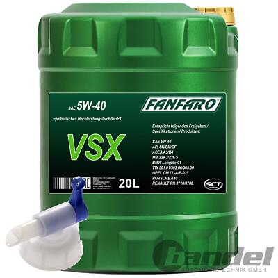 20 LITER FANFARO VSX 5W-40 VOLLSYNTHETISCHES LEICHTLAUF-MOTORÖL + HAHN