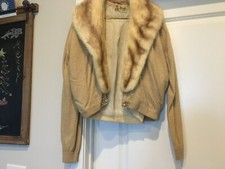 VINTAGE LADIES MINK COLLAR SWEATER CASHMERE PRINGLE OF SCOTLAND 1940'S