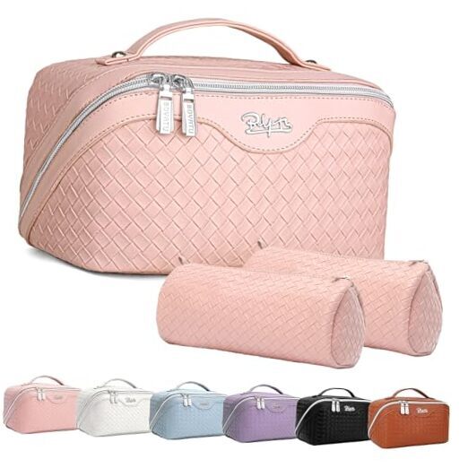 Large Capacity Light Pink Travel Makeup Bag for Cosmetics Organizer