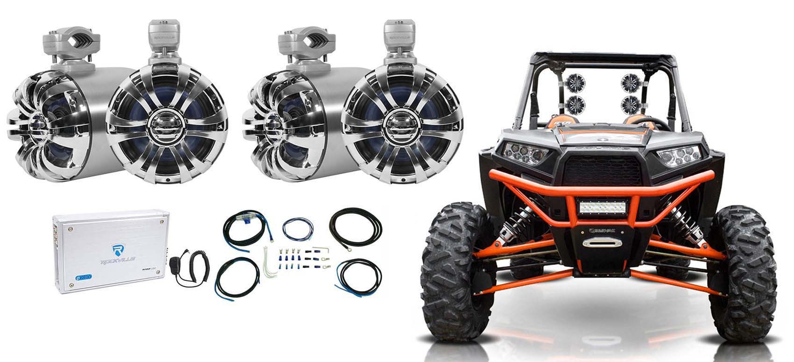 4 Колонки Rockville 65 Tower4-канальный усилитель для RZR ATVUTV тележки