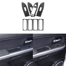 9Pcs Carbon Fiber Window Lift Switch Panel Cover For Suzuki Grand Vitara 2006-13