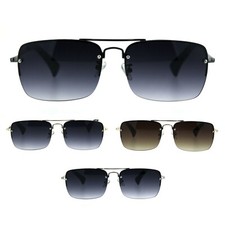 Mens Rectangular Rimless Powered Reading Glasses Sunglasses