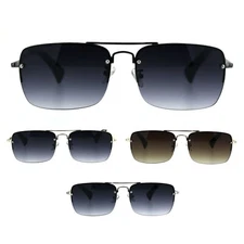 Mens Rectangular Rimless Powered Reading Glasses Sunglasses