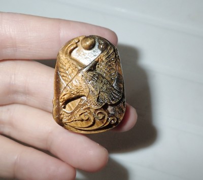 Tiger's Eye Stone Carving Pendant 13.6 gram 36x27x10 mm Eagle - T