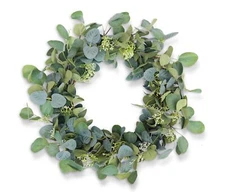 Eucalyptus Wreaths for Front Door 22", Handmade Green Leaves Wreath for Summe...