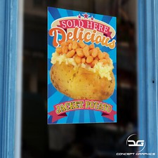 Jacket Potato Sold Here Cafe Takeaway Adhesive Printed Vinyl Wall Window Sign