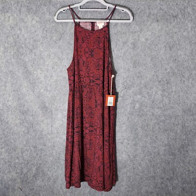 Mossimo Dress Xl Shift Paisley Knee Length Sleeveless Spaghetti Strap Burgundy