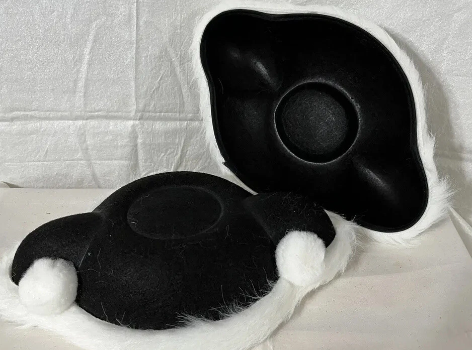 Black Bull Fighter Matador Costume hat- White Faux Fur Trim & 2 Poms-Unisex-New - Image 2 of 3