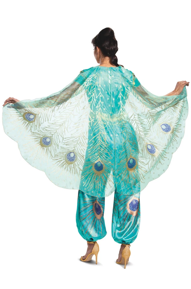 Disfraz Aladdin Película de Acción en Vivo Princesa Jazmín Verde Azulado De Lujo para Adulto Foto 2 de 2