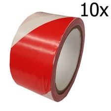 10 x100 metres 100mm Red + White Hazard Warning Barrier Tape crowd control