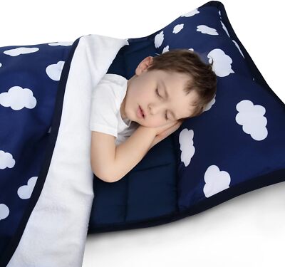 Toddler Nap Mat with Pillow and Blanket for Preschool Daycare Super Soft 50''X21''