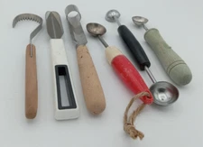 Vintage - 6 Kitchen Gadgets - Ecko Melon Baller -- Butter Curler - Fruit Corer