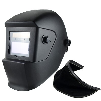 TRQWH Auto Darkening Welding Helmet & Leather Bib, True Color, Shade 4/9-13