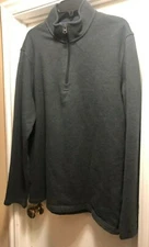 ARROW Mens L Dark Gray Pullover Soft Fleece Shirt 1/4 Zipper Sweatshirt Sweater