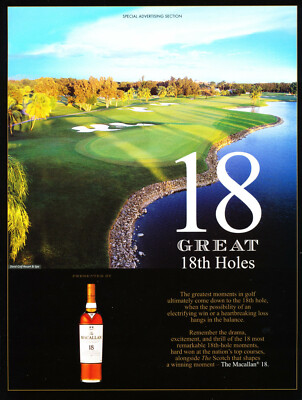 MACALLAN WHISKY AD #1 RARE ''GREAT 18TH HOLES''
