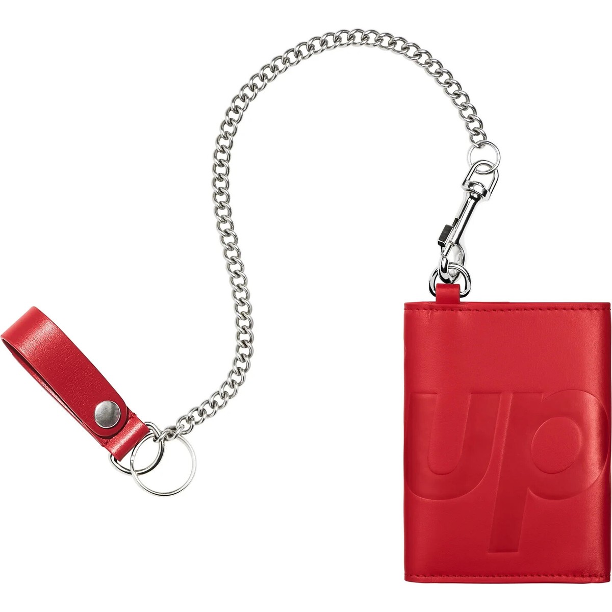 Supreme Leather Chain Wallet 25SS Trifold Black Snow Camo Red