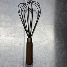 12" BSW Jumbo  Whip Wood Handle Vintage 10 Wire Whisk