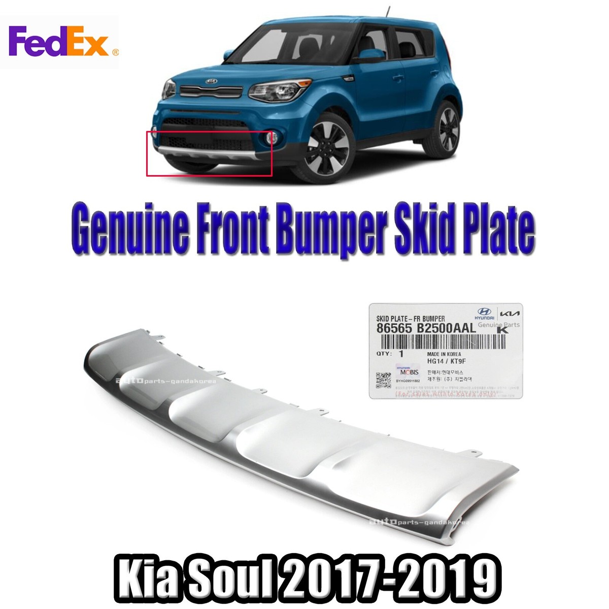 FREE⭐ FEDEX Genuine 86565B2500AAL Front Bumper Skid Plate For Kia