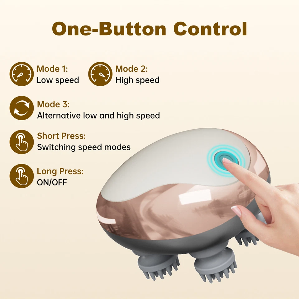 Electric Head Massager Scalp Promotes Hair Growth Waterproof Cordless Deep Clean - Image 3 of 4