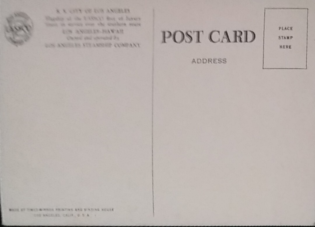 S S City Of Los Angeles Flagship Lassco California Hawaii Vintage Postcard