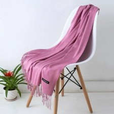 Echarpe étole châle femme cachemire laine unie vieux rose cadeau top qualité