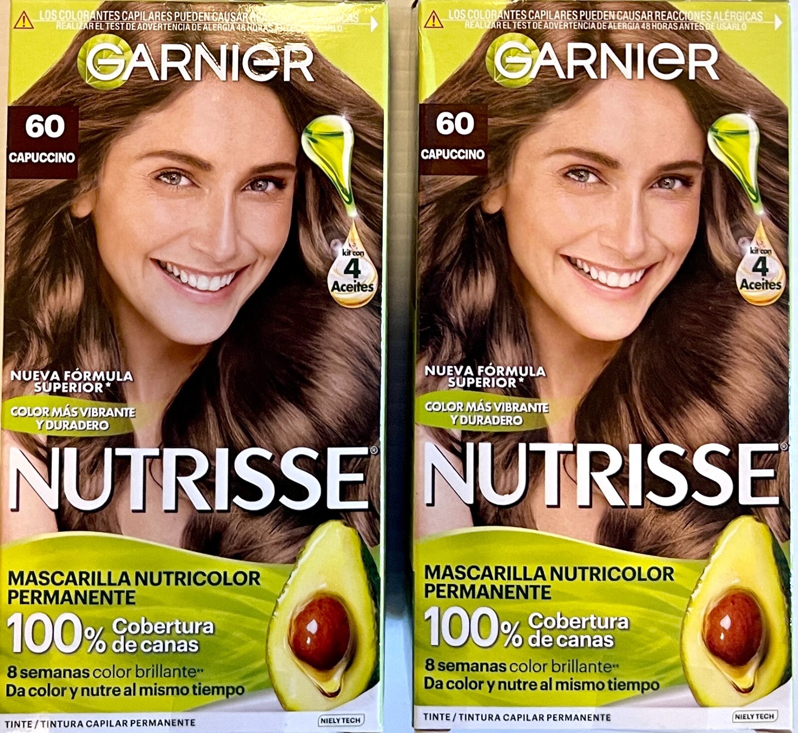 2 BOX GARNIER NUTRISSE PERMANENT #60 DARK BLONDE HAIR COLOR PRODUCT MEXICO