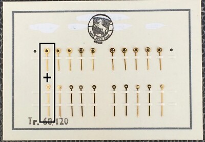 NOS New [ 1 Set = 2 hands ] Wit 60 / 120 Aguja Hand 13 mm Golden Baton Agujas