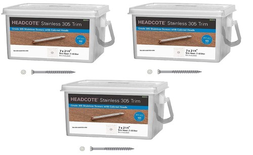 Starborn Headcote Stainless Steel Trim Head White Screws - #7 X 2-1/4" 305