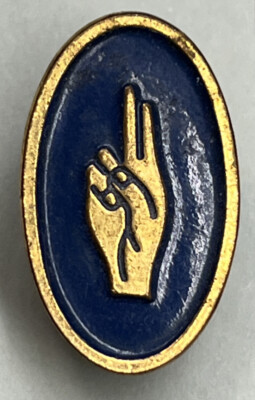 Two Finger Salute Blue Enamal Girl Scouts Brownies pin, Pre-owned  - Lot W3.23
