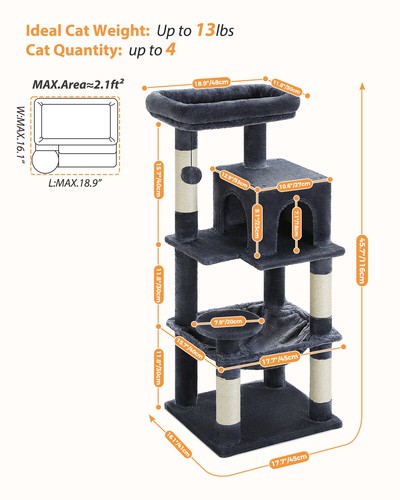 PAWZ Road Cat Tree Tower Scratching Post Scratcher Cat Condo Tree Kitten Bed Toy - Picture 44 of 51